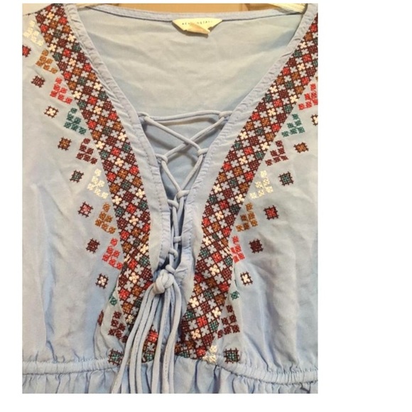 Vivid Blue Boho Aeropostale Peasant Top/Blouse - Picture 5 of 6
